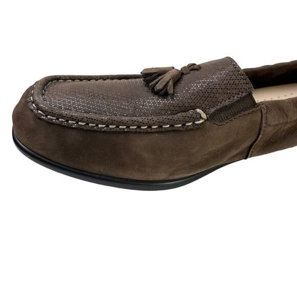 Sas Hope USA Made Brown Nubuck Leather Square Toe Flats Slip On Loafers 9.5 N - Picture 5 of 16